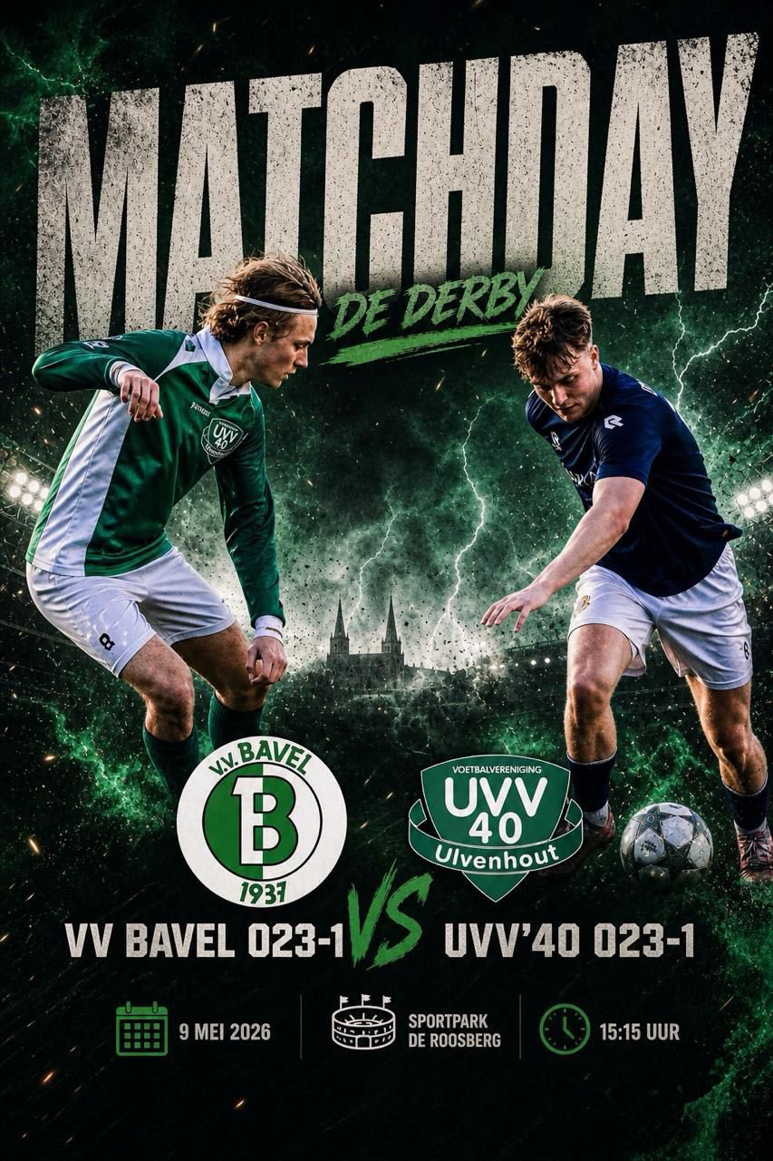 Derbytijd: UVV’40 O23-1 gaat naar vv Bavel!
